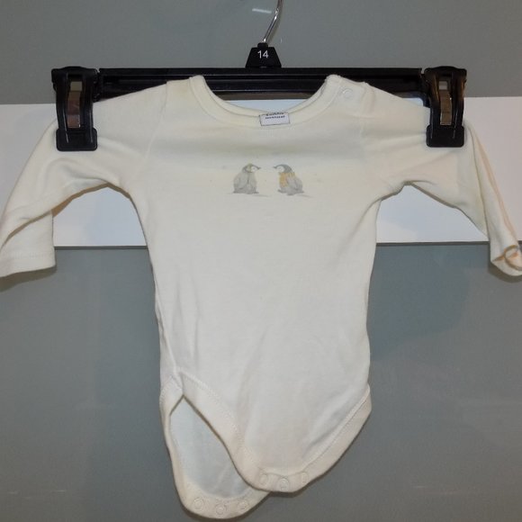 Janie and Jack Penguins Off White LS Snap Tee Size Newborn EUC - Picture 1 of 3